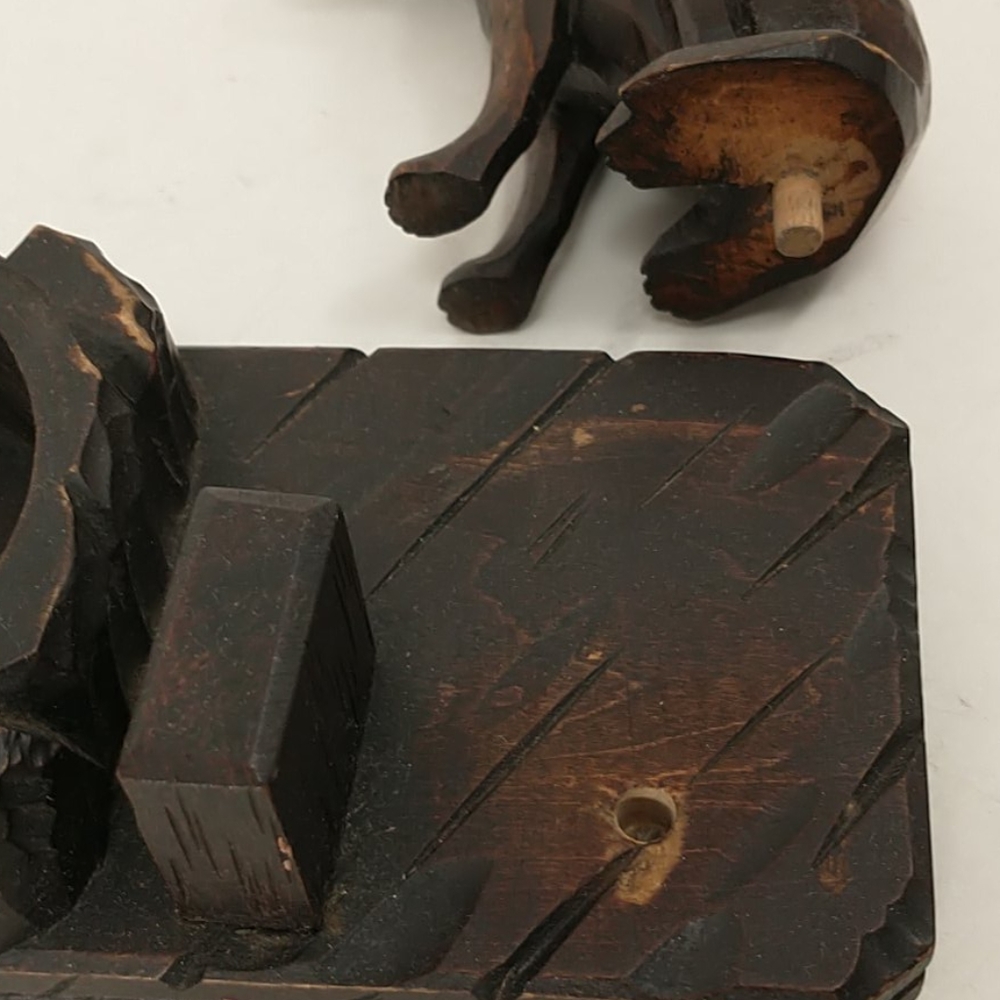 Vintage Dog Carved Wood Desk Cup Holder Handmade One of A Kind Hand Carved - Picture 6 of 10